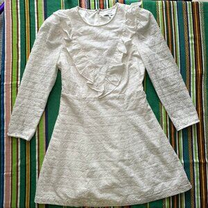 Likely size 6 // "Emelynn" Cotton eyelet long sleeve ruffle minidress